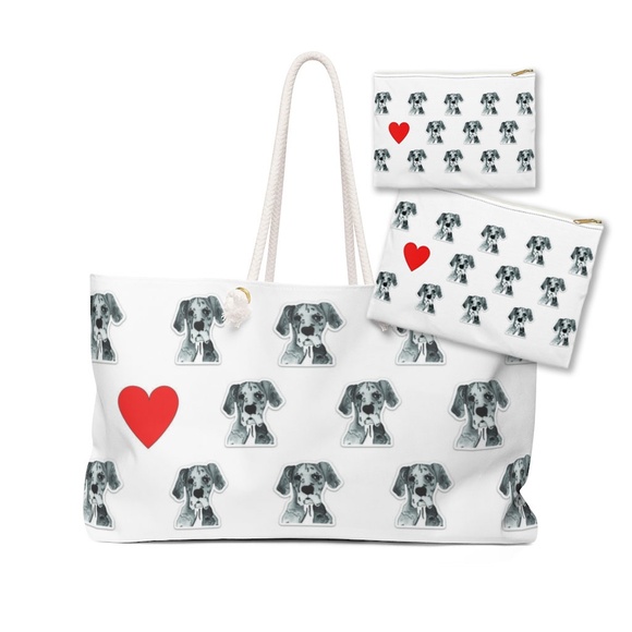 Weekender Tote Bag and 2 Zipper Pouches with Great Dane Dog - Picture 1 of 1